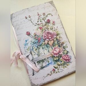 Junk Journal Booklet "TIMELESS ROSE" Vintage Garden Florals LG 8.5"x5.5 40pg
